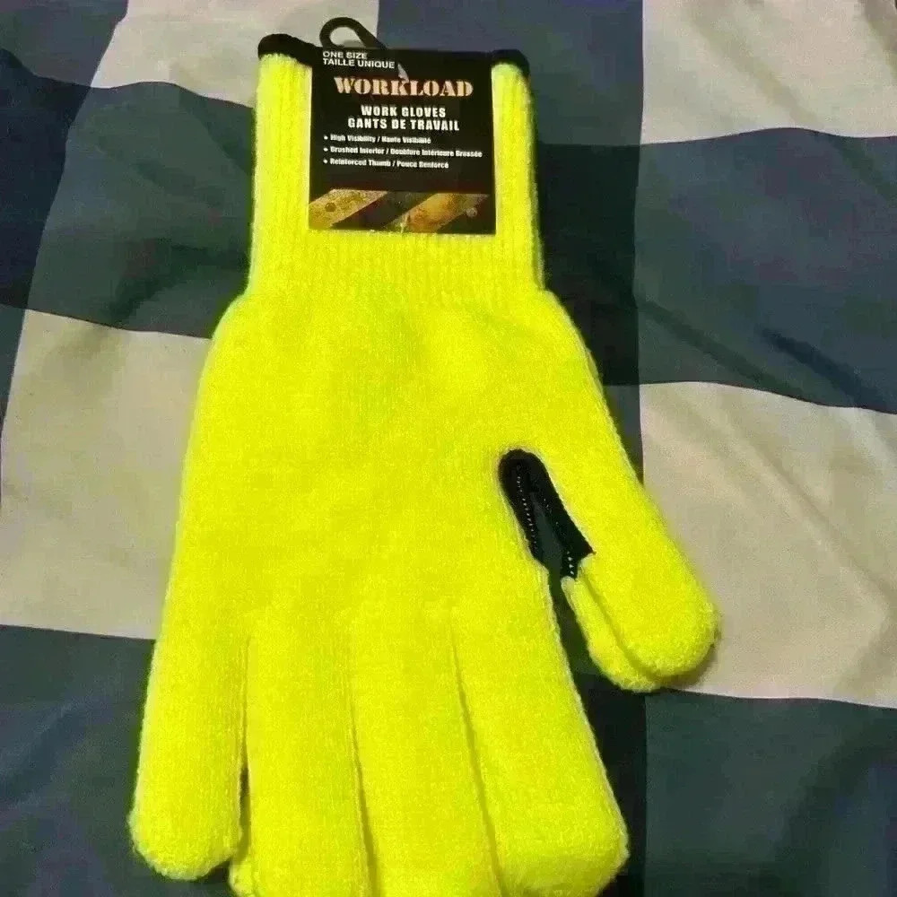 Workload gloves  neon yellow reinforced thumb